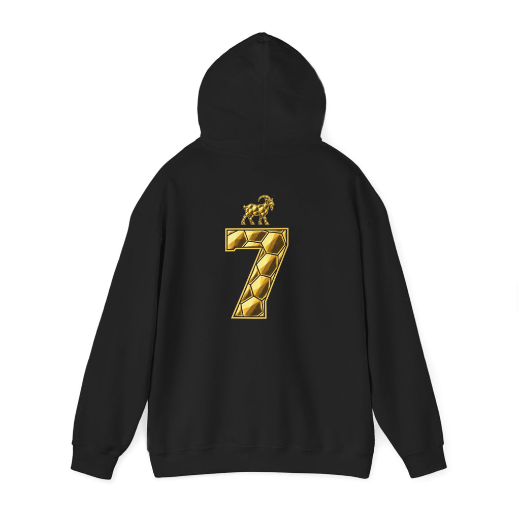 The Goat #7 Ballon d'Or tribute hoodie in black and gold
