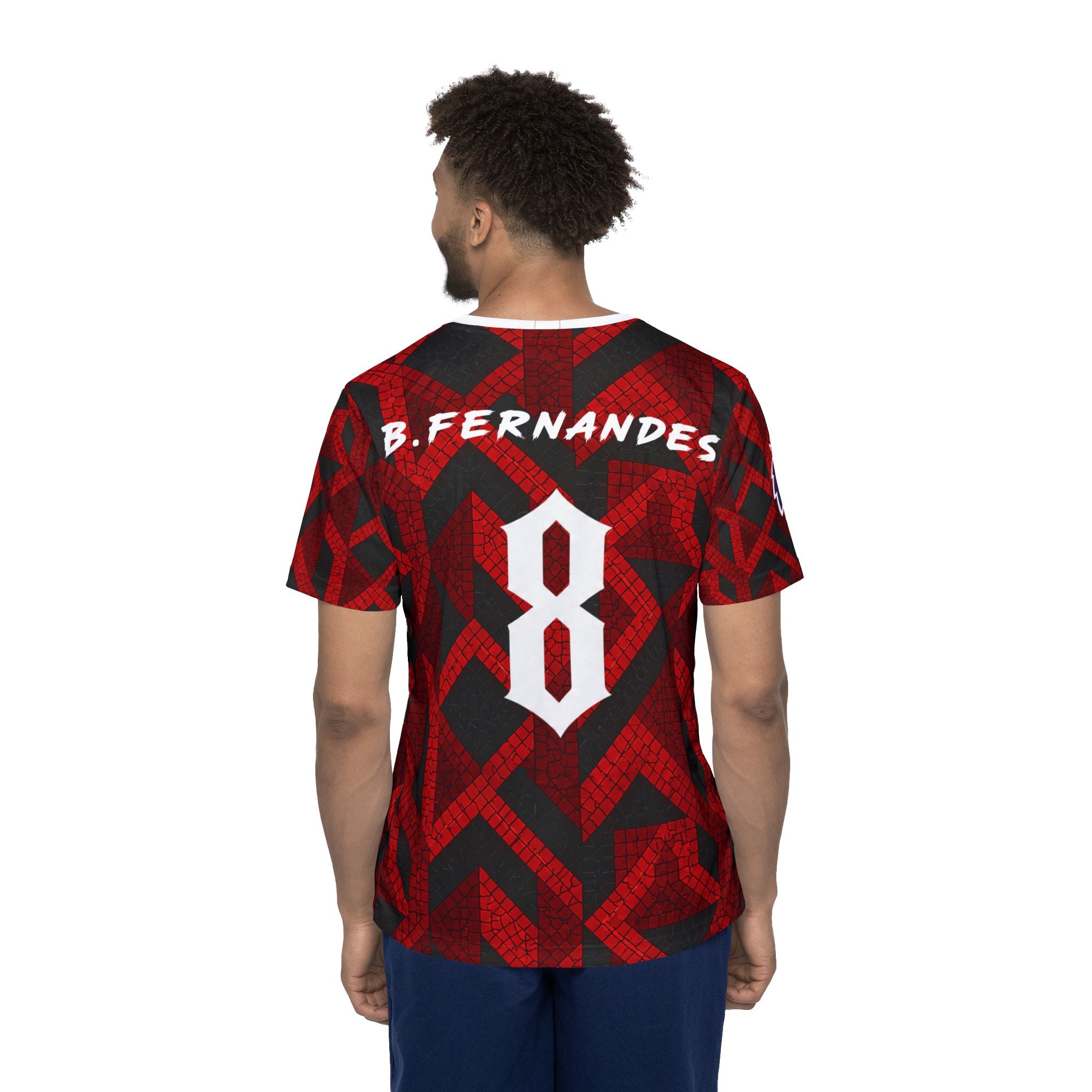 Men's Soccer Jersey - Red Mosaic Bruno Fernandes #8 Replica