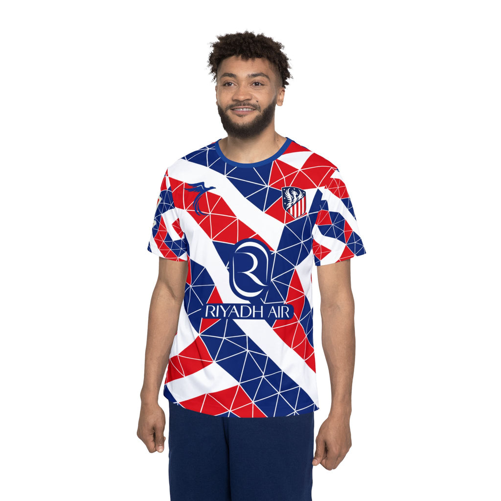 Men's Custom Soccer Jersey — Red White & Blue Geometric #23 (Hjulmand)