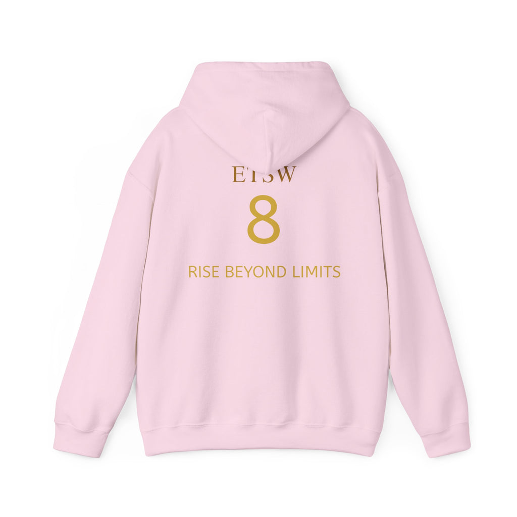 Rise Beyond Limits hoodie | Minimal gold crescent logo sweatshirt