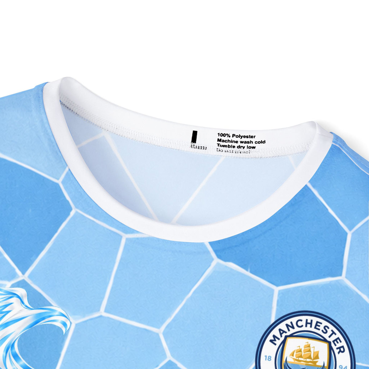 Erling Haaland Soccer Jersey — Light Blue Mosaic Football Shirt (Etihad Style)