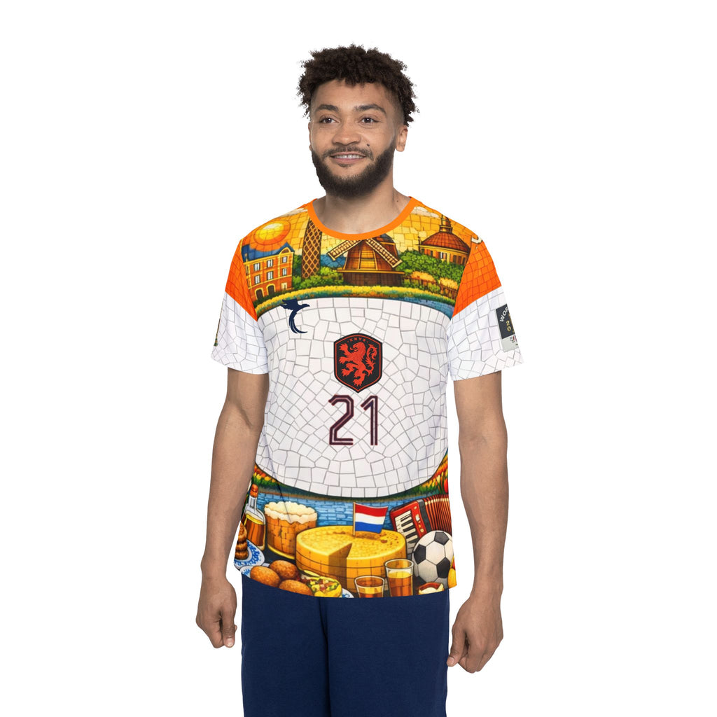 Men’s Jersey — Dutch Festival Mosaic Design (Soccer, Cheese & Windmills)