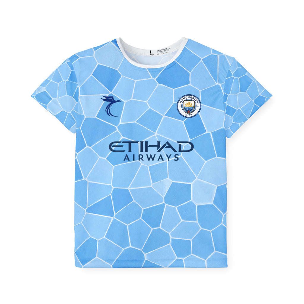 Kids Soccer Jersey — Light Blue All-Over Print with Number 9