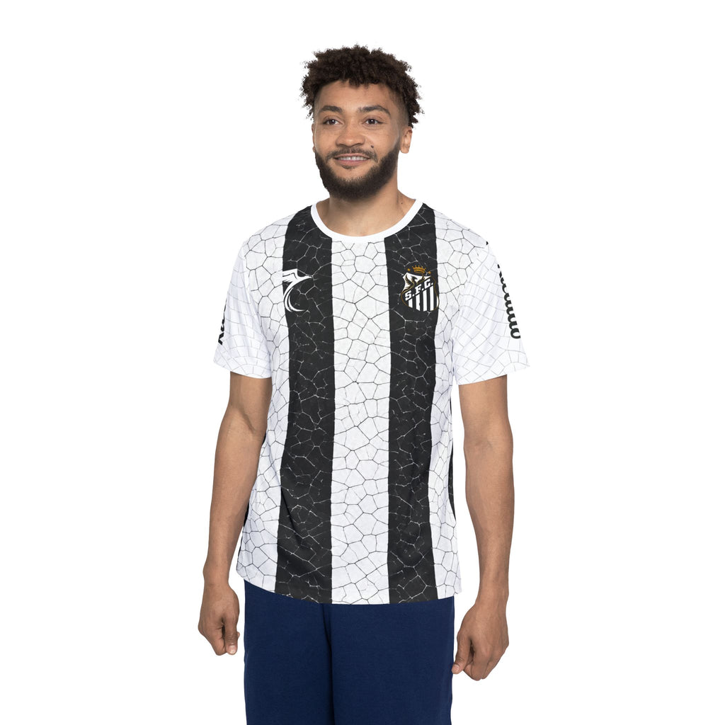 Neymar Jr. #10 Black & White Striped Soccer Jersey