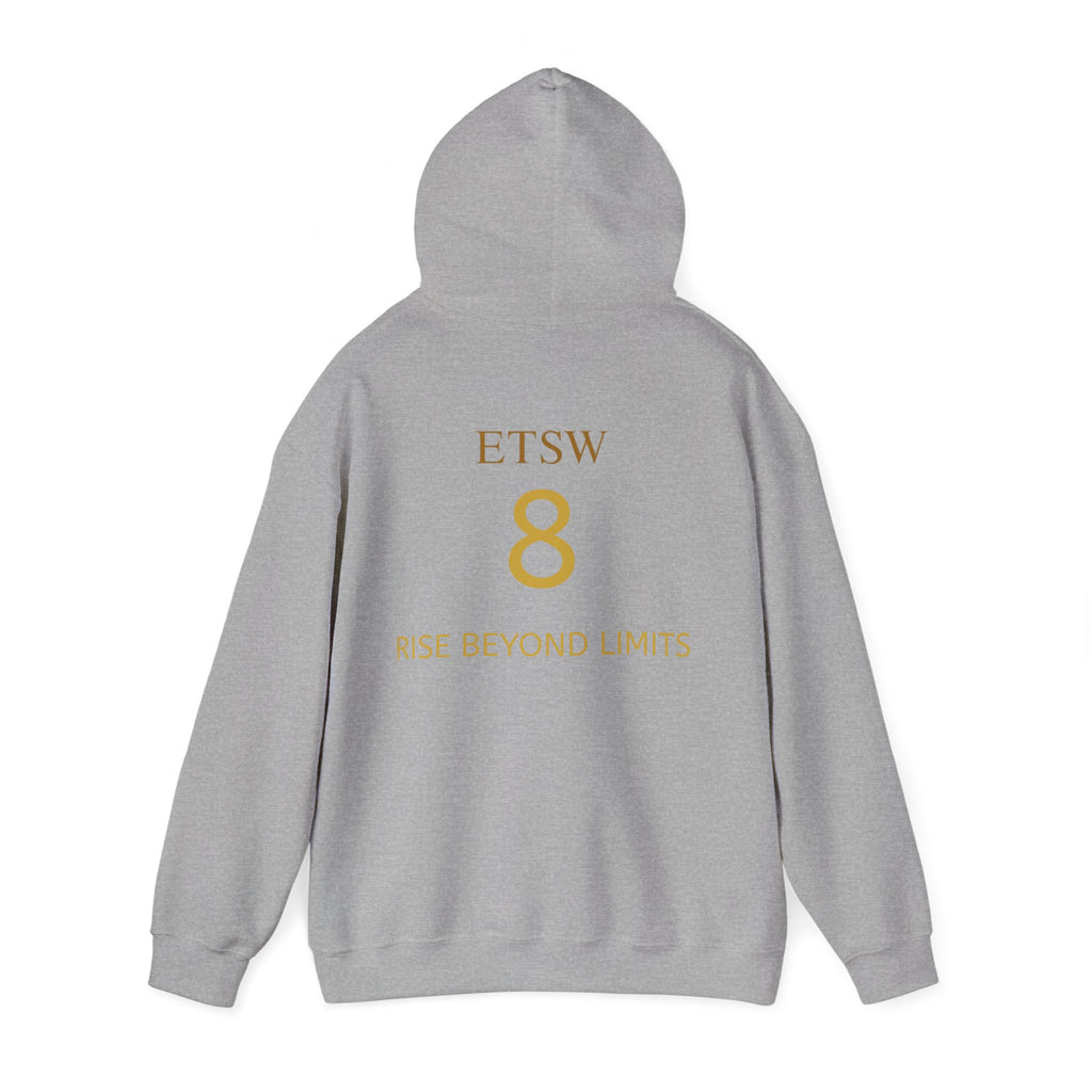 Rise Beyond Limits hoodie | Minimal gold crescent logo sweatshirt