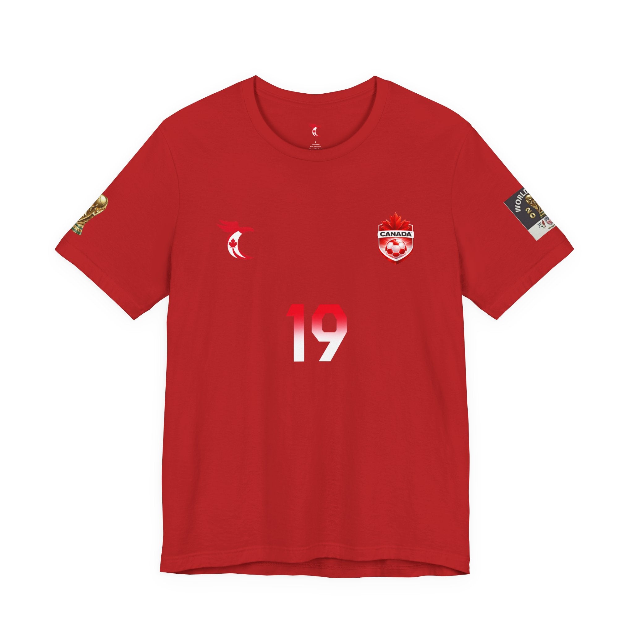 Canada World Cup Davis T‑Shirt — Small Maple Leaf Canada Pride Tee