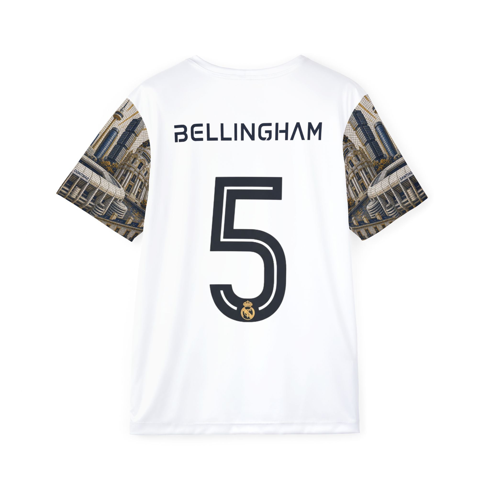 Real Madrid Bellingham #5 All-Over Print Men's Sports Jersey — Emirates Fly Better Stadium Design