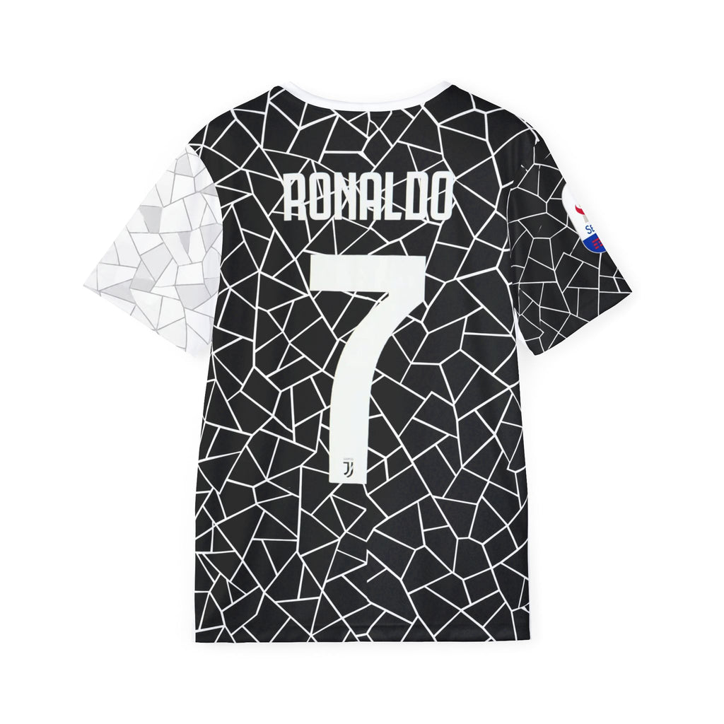 Ronaldo #7 Mosaic Soccer Jersey — Black & White Split Men’s Football Shirt