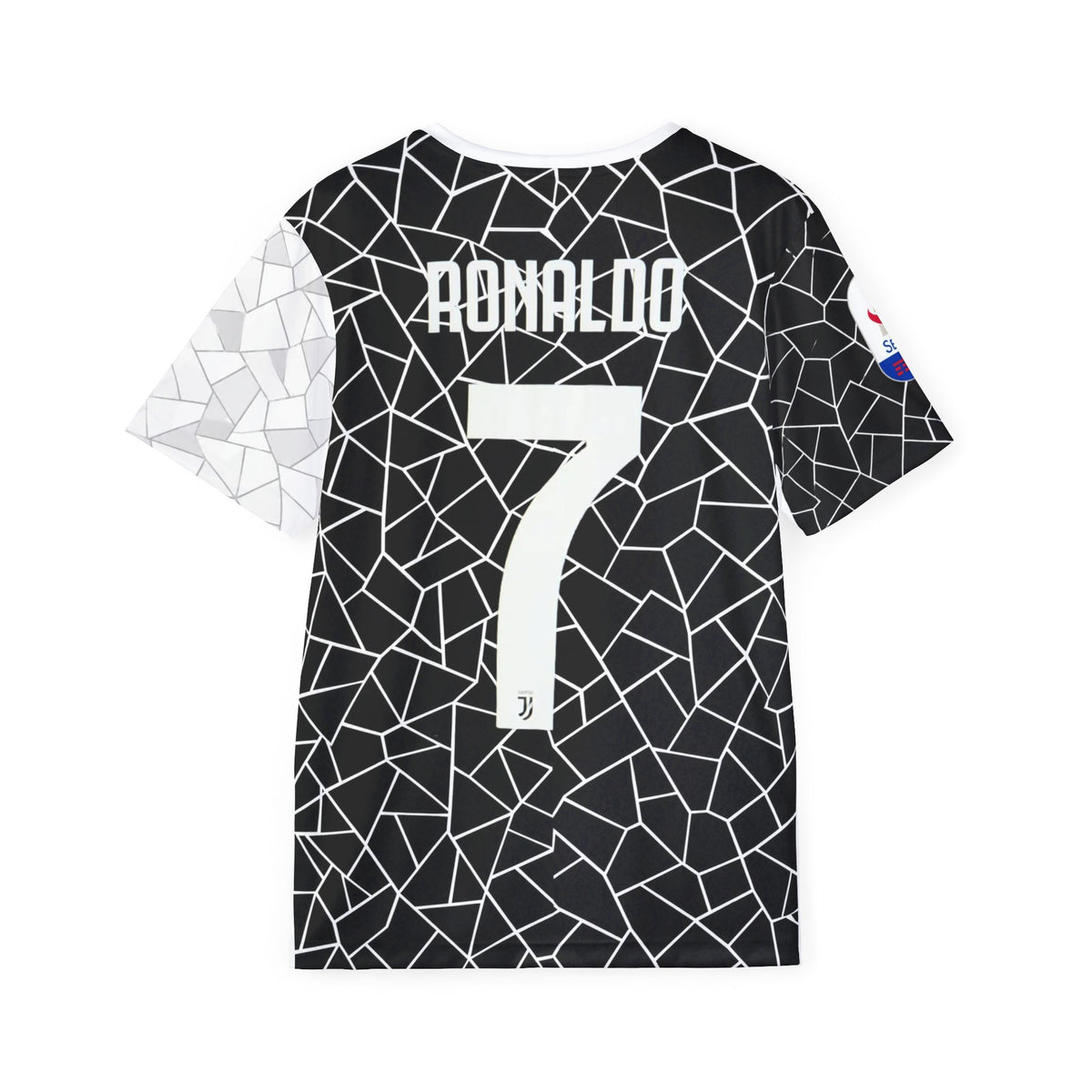 Ronaldo #7 Mosaic Soccer Jersey — Black & White Split Men’s Football Shirt