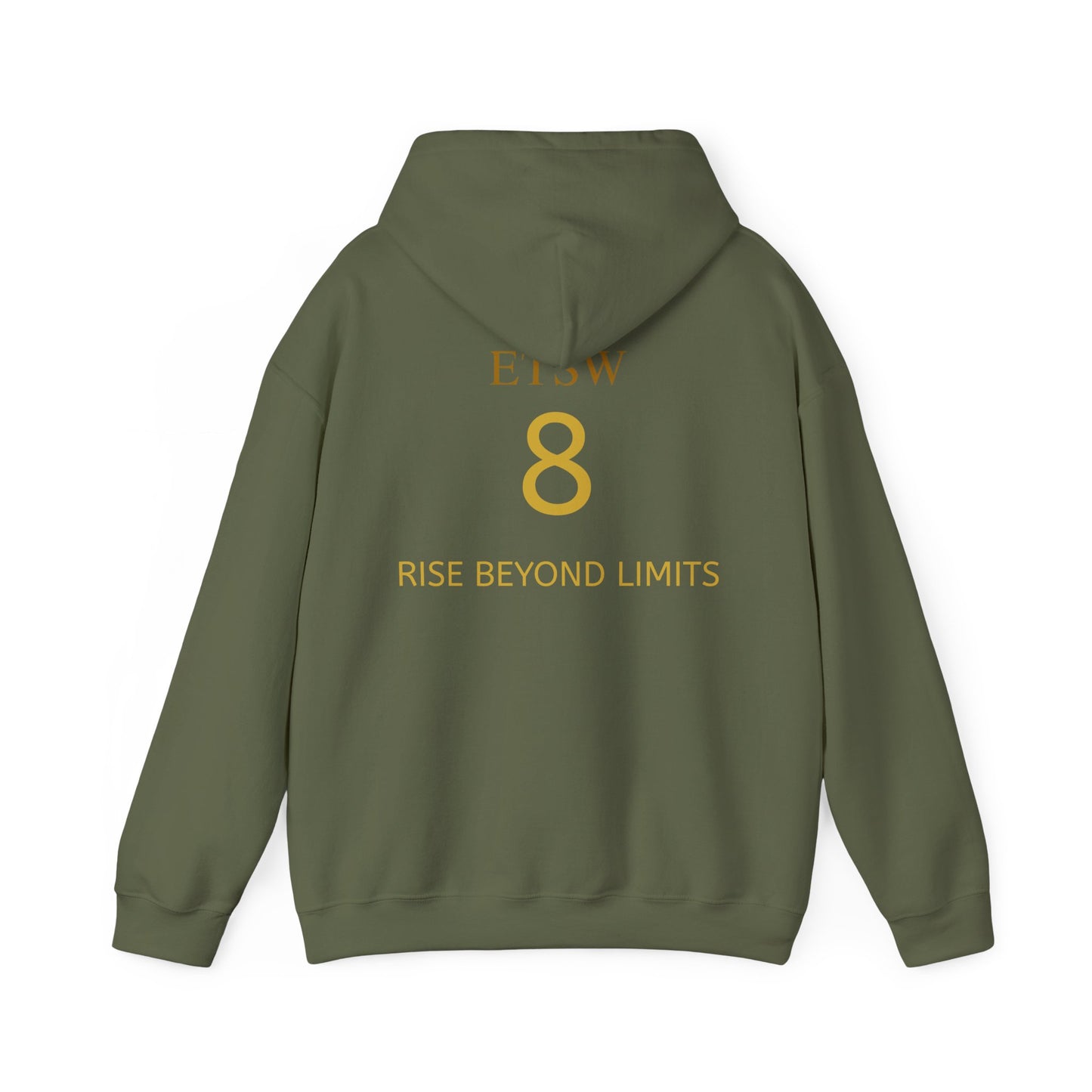 Rise Beyond Limits hoodie | Minimal gold crescent logo sweatshirt