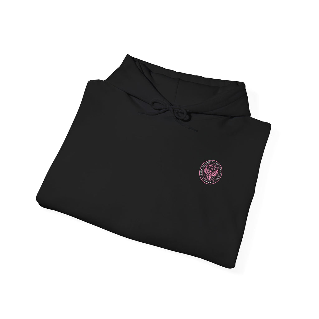 Black Soccer Jersey Hoodie with Pink Number 10 Back Print