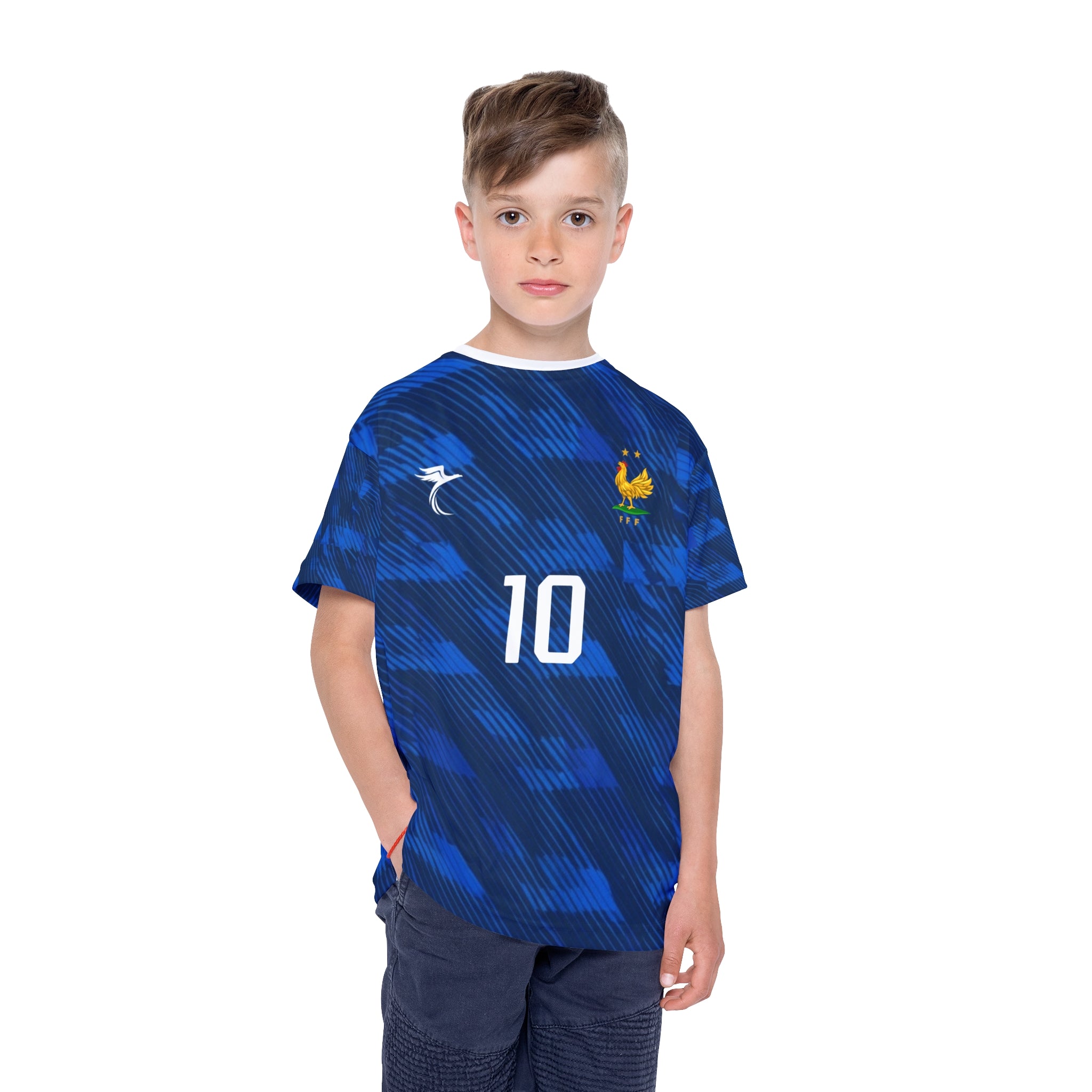 Kids Soccer Jersey — Blue Mbappé #10 Youth Replica