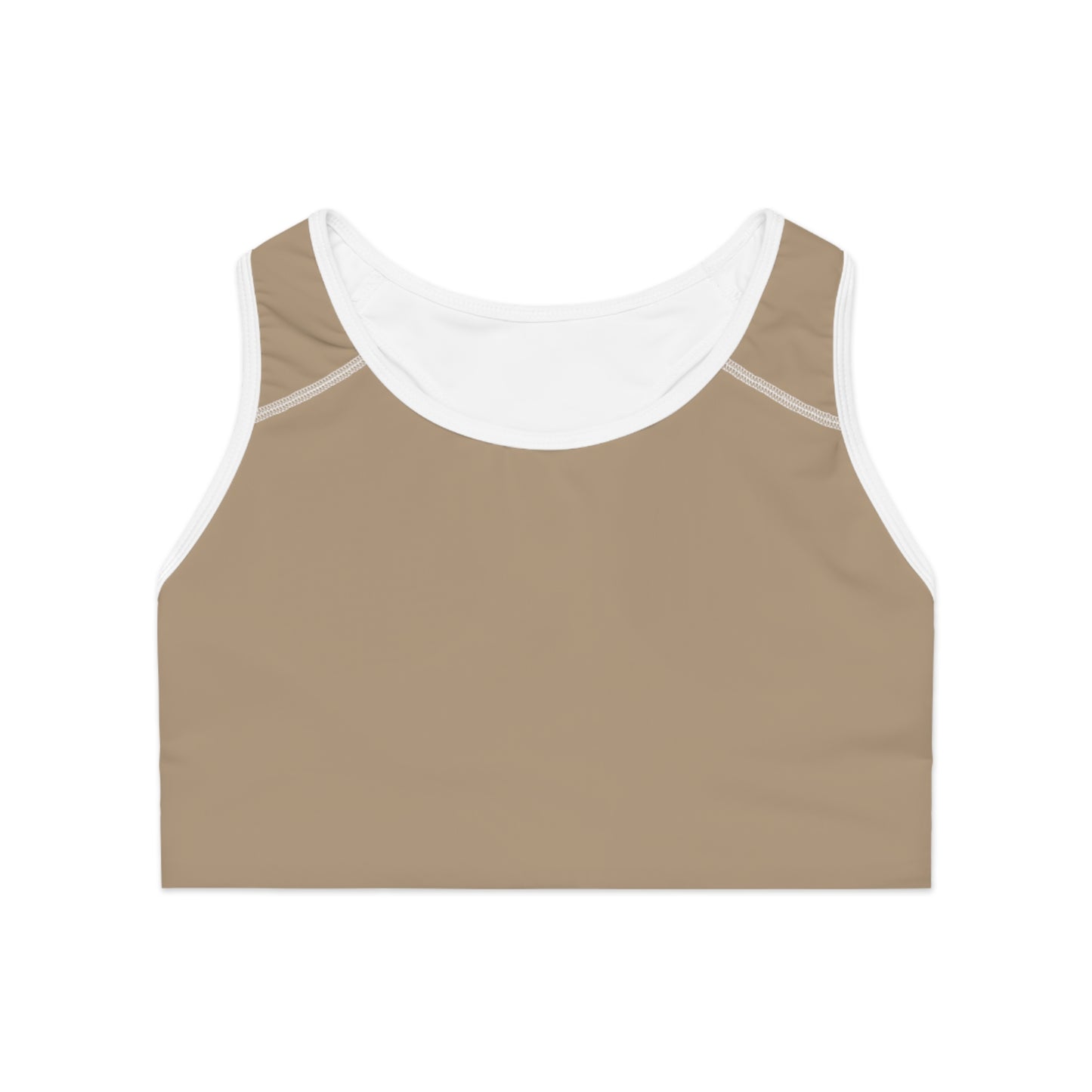 Essential Sports Bra - Beige with Golden Logo image 0