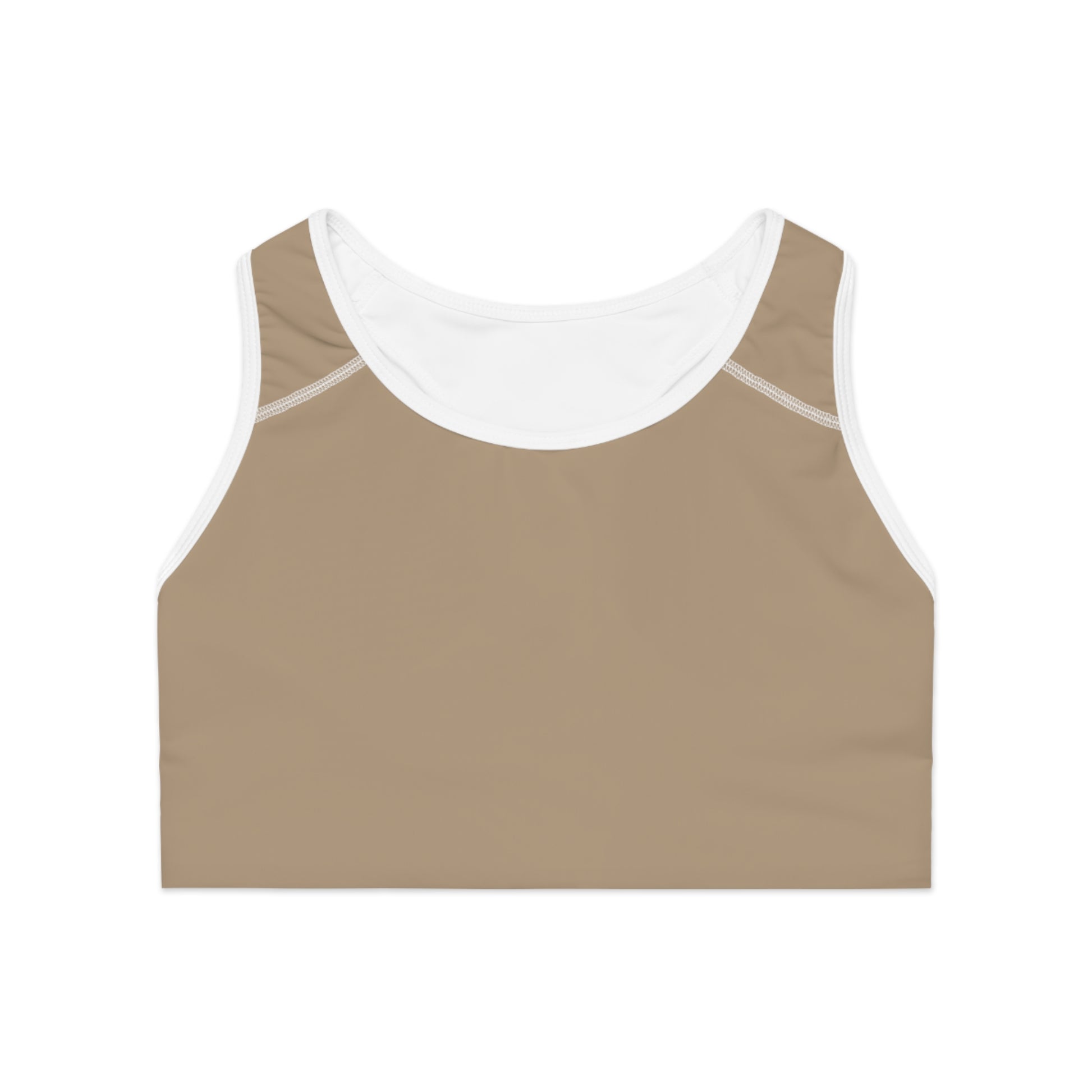 Essential Sports Bra - Beige with Golden Logo image 0