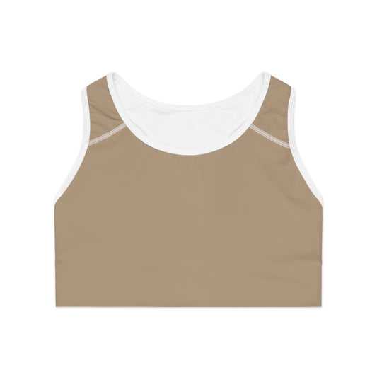 Essential Sports Bra - Beige with Golden Logo image 0