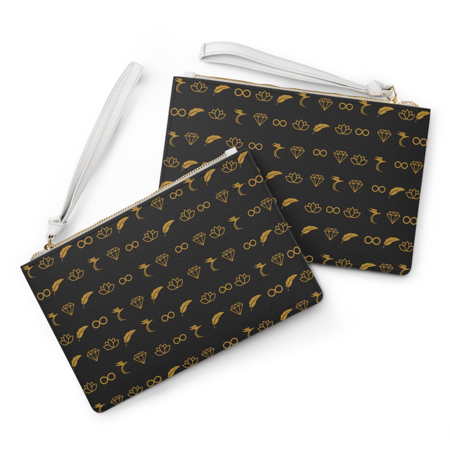 Elegant Black & Gold Clutch Bag with Symbolic Patterns image 2