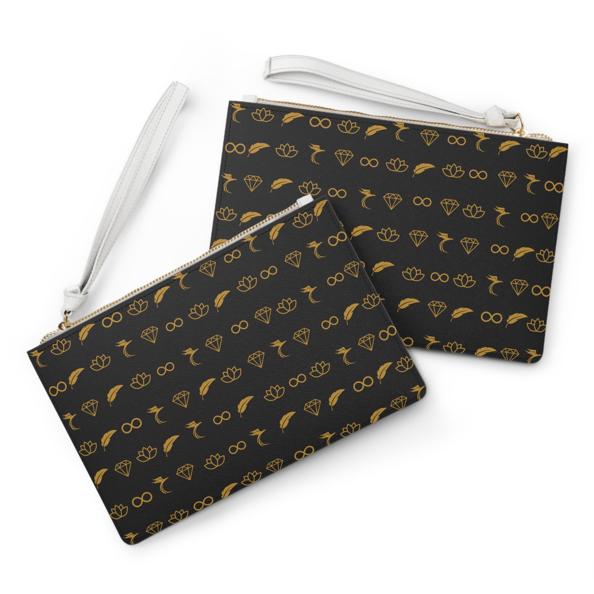 Elegant Black & Gold Clutch Bag with Symbolic Patterns image 2